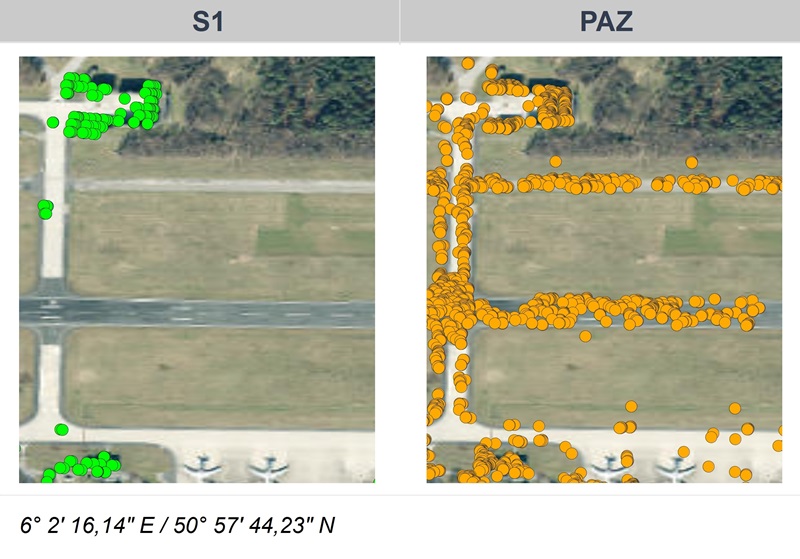 PAZ and Sentinel-1 identify persistent scatter points on airport runways