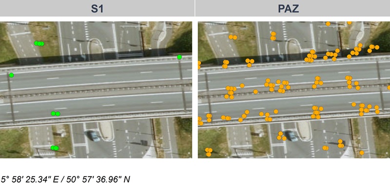 Persistent scatter points on a bridge in Germany’s Hambach region