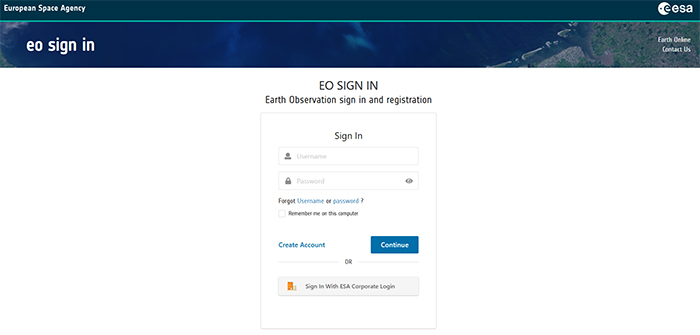 ESA EO Sign In