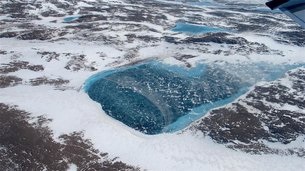 Frozen meltwater lake, Greenland