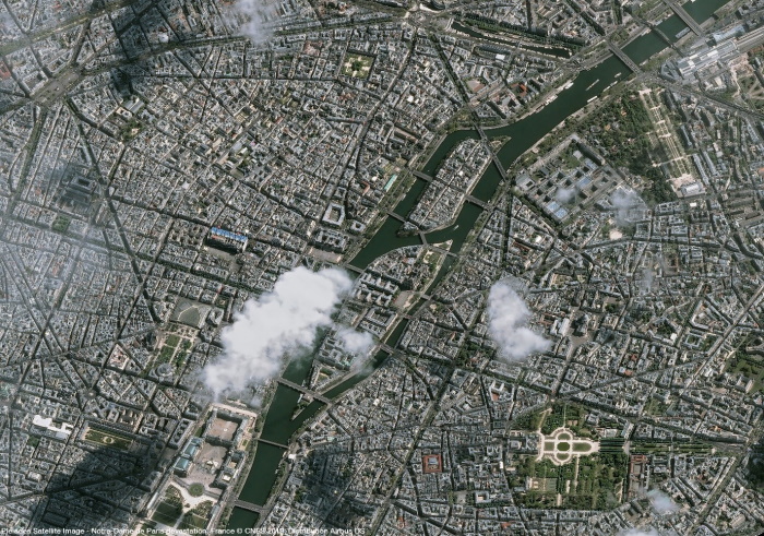 Pléiades satellite image of the Notre-Dame fire in Paris